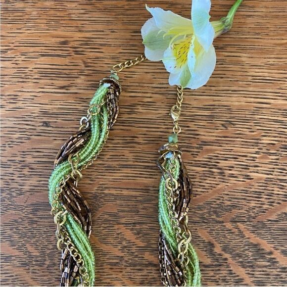 Kohls Costume Jewlery Two Necklaces Purple & Silver/Green/Brown & Gold Beads EUC - Picture 8 of 10